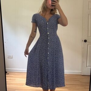 Coldwater Creek Blue Floral Midi Dress